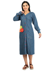 Denim Flower Long dress